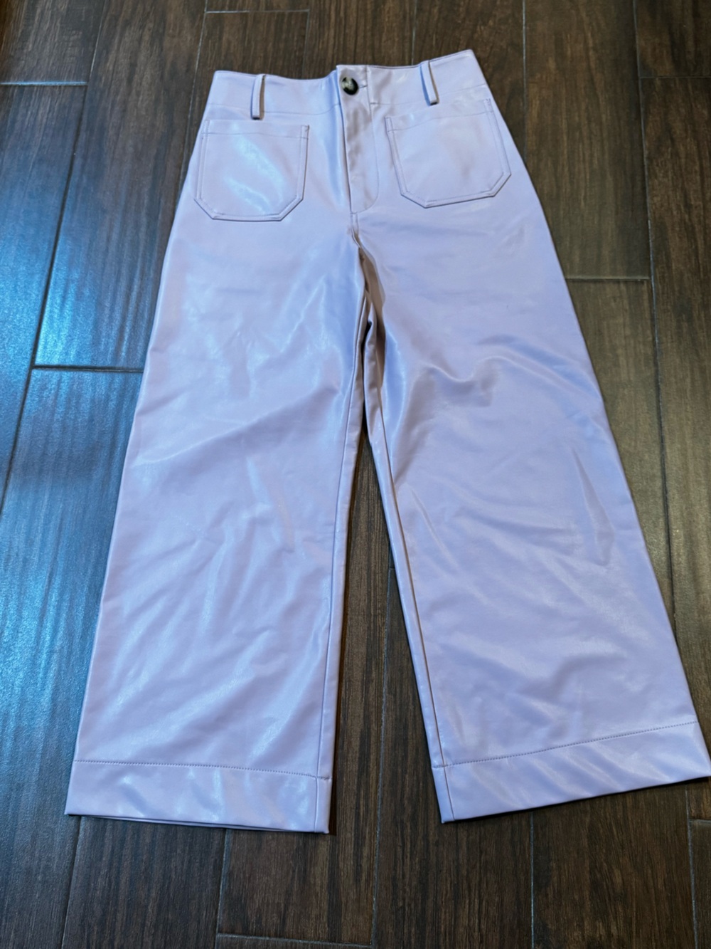 Maeve Lavender Wide-Leg Leather Pants